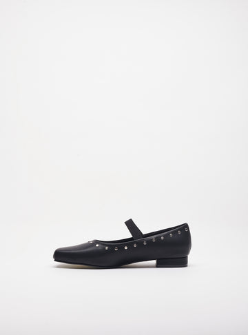 Black - Studded Ballerina