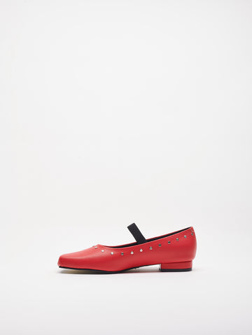 Red - Studded Ballerina
