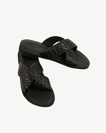 Cross Woven Sandal - Black
