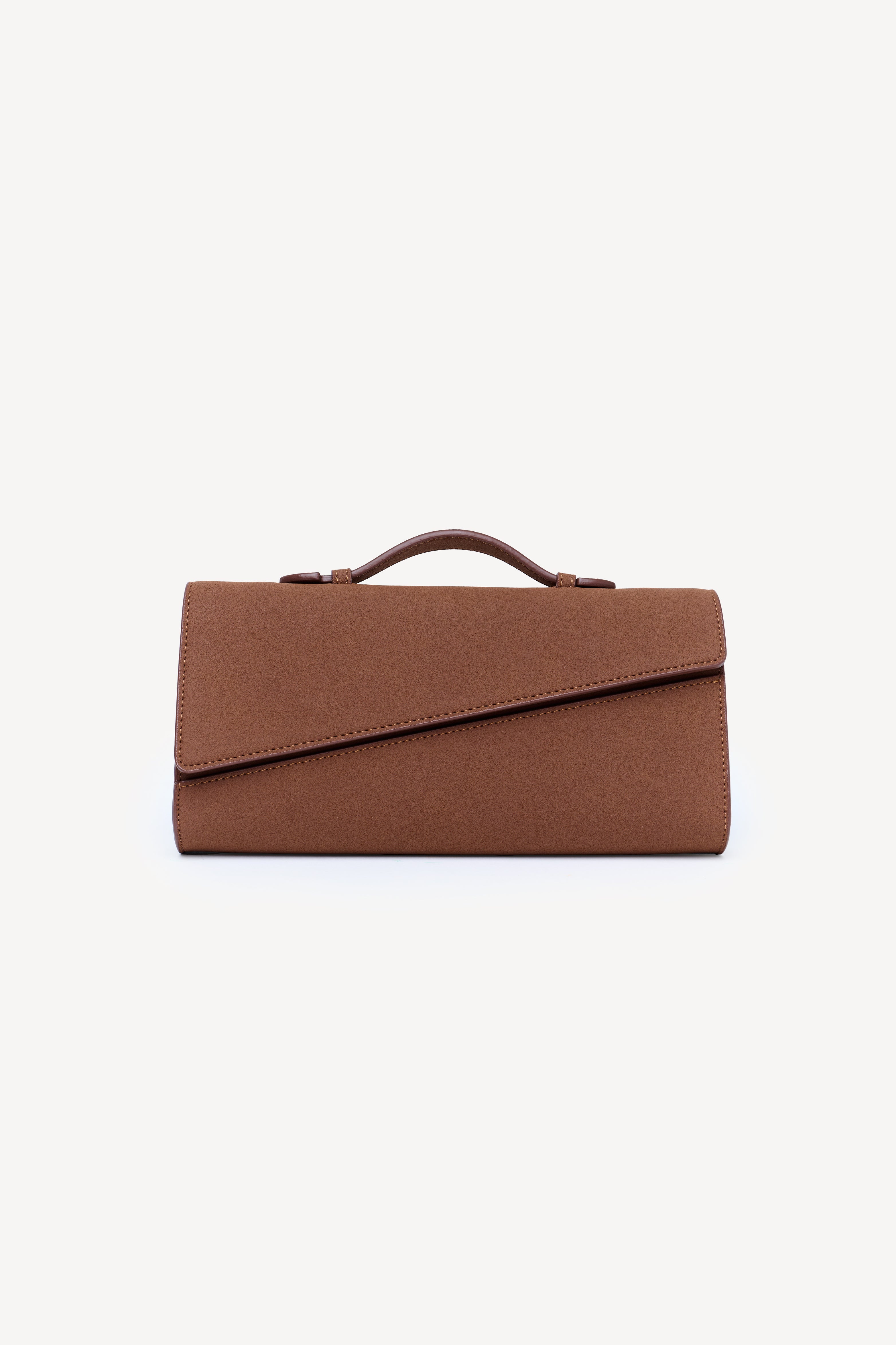 Symmetrical Pochette Suede - Copper Brown