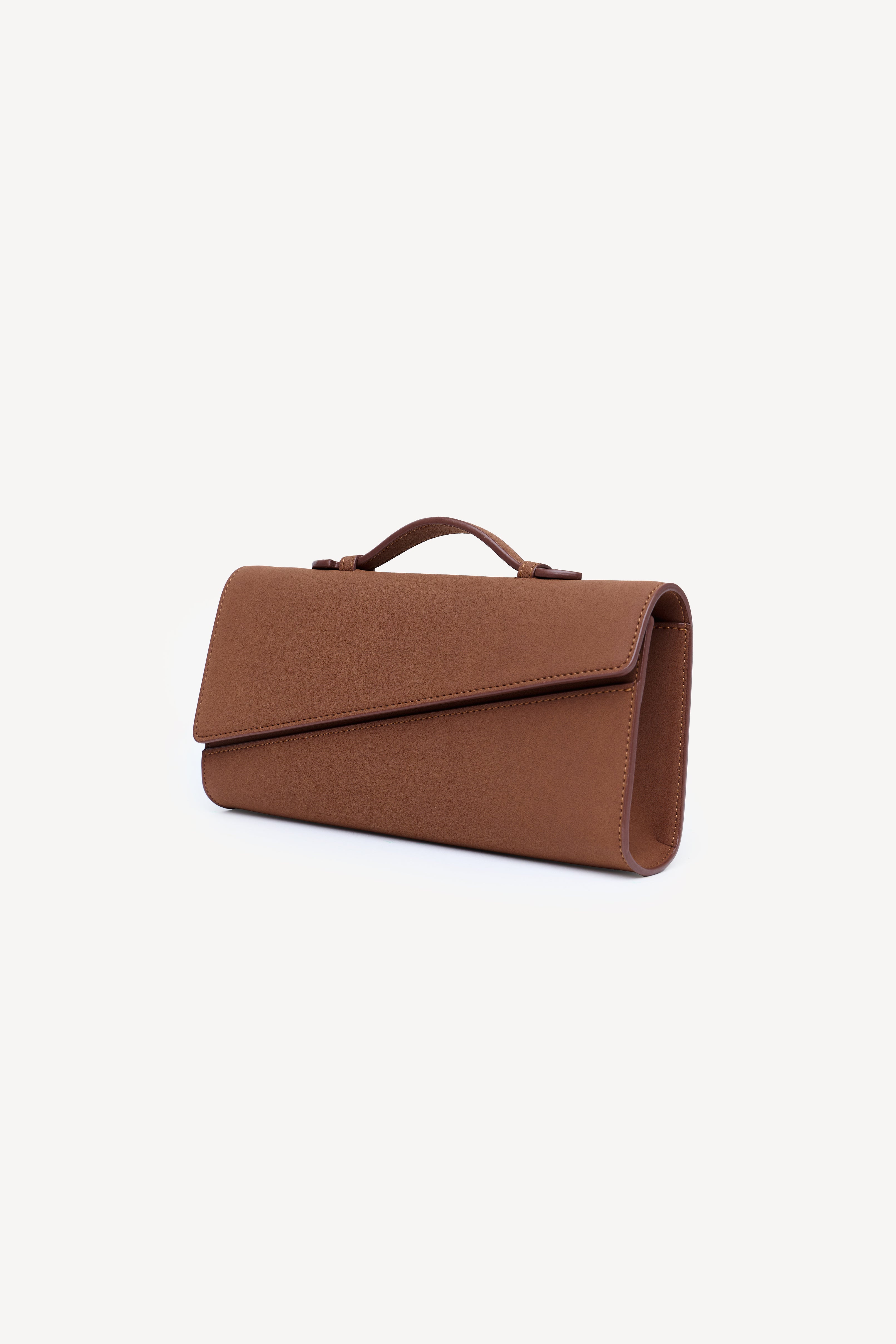 Symmetrical Pochette Suede - Copper Brown