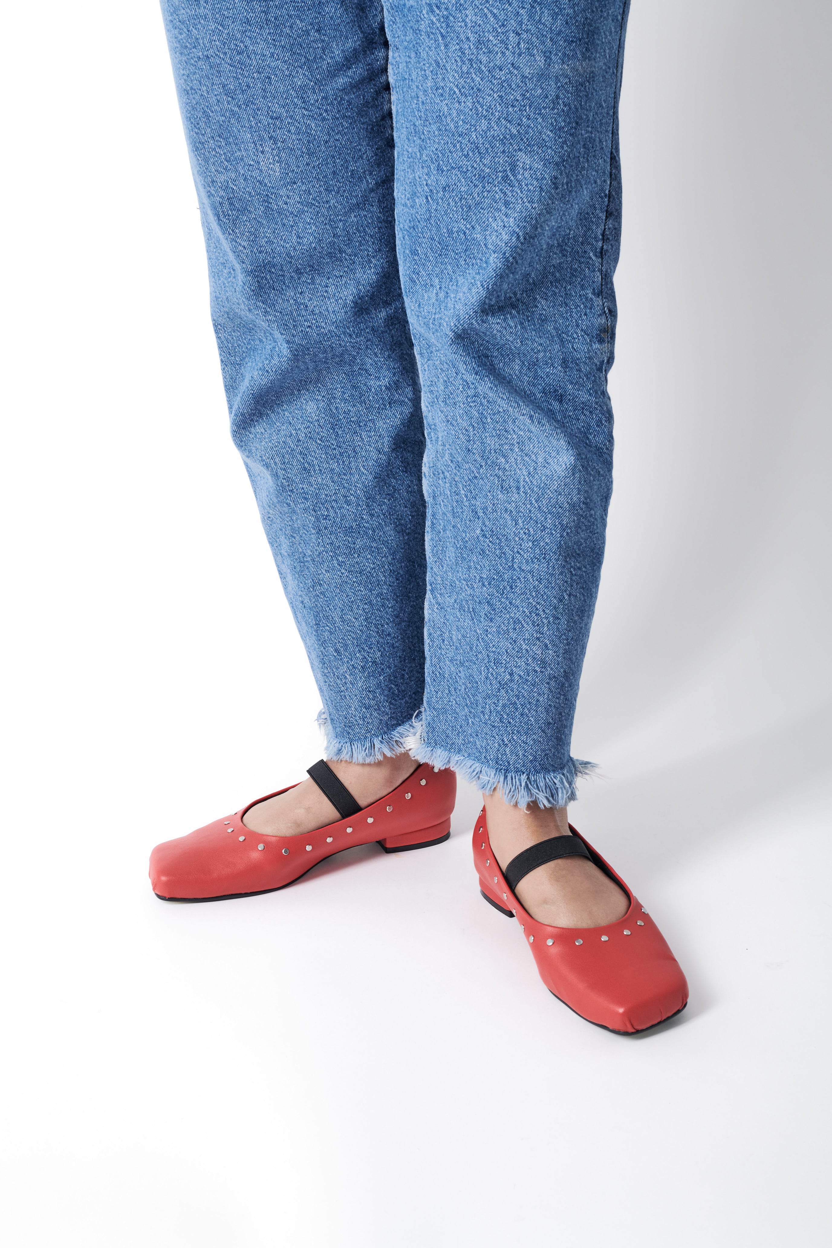 Red - Studded Ballerina
