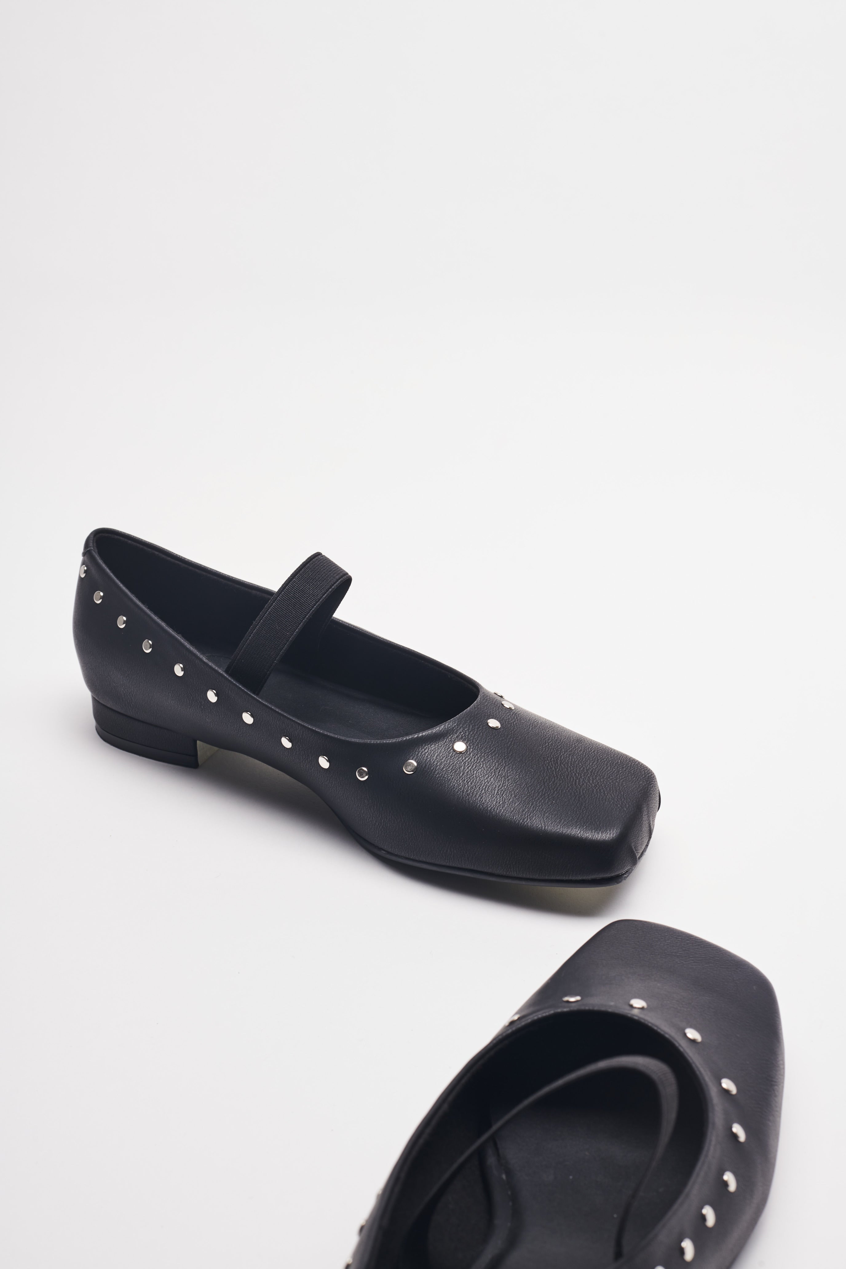 Black - Studded Ballerina